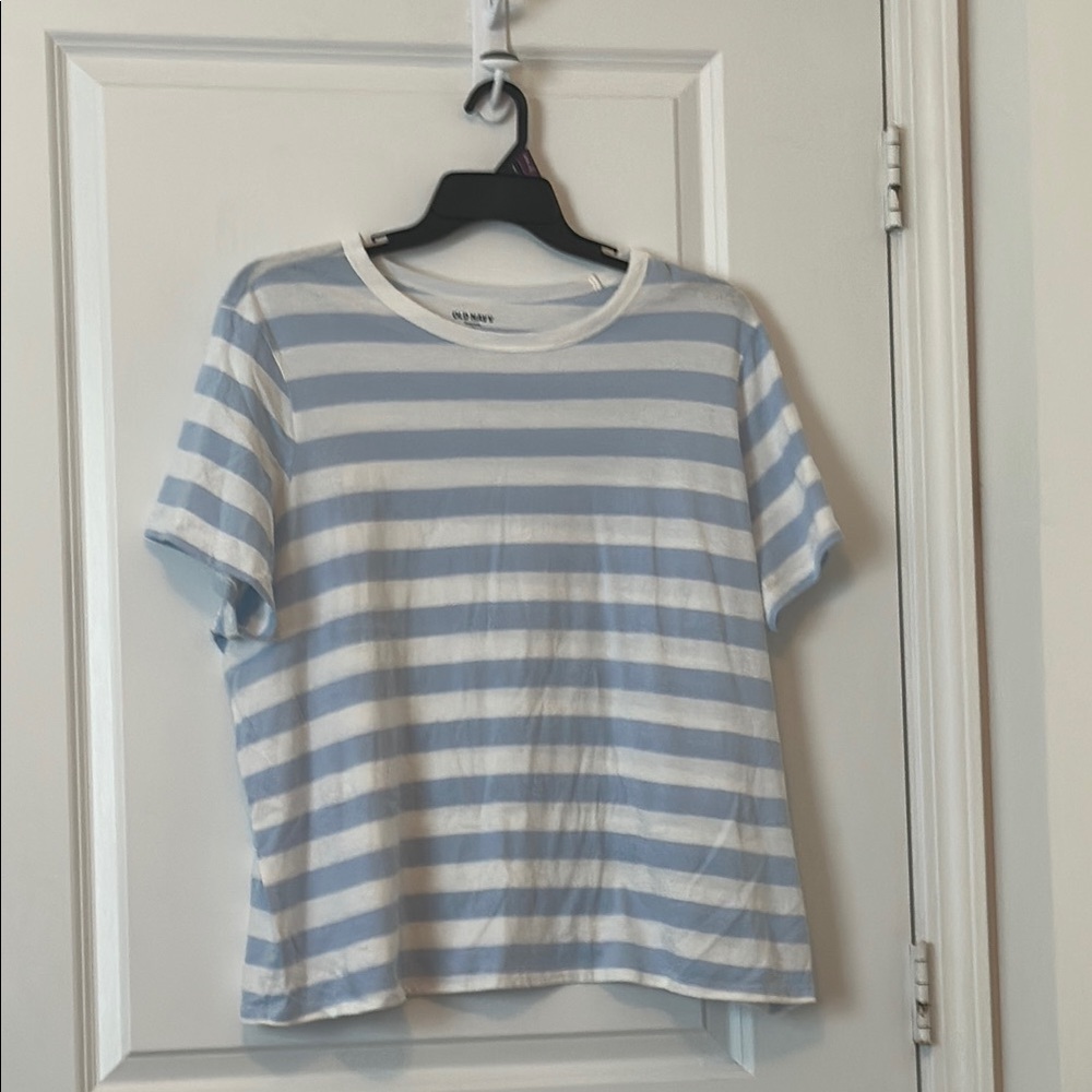 Old Navy Blue and White Striped T-Shirt